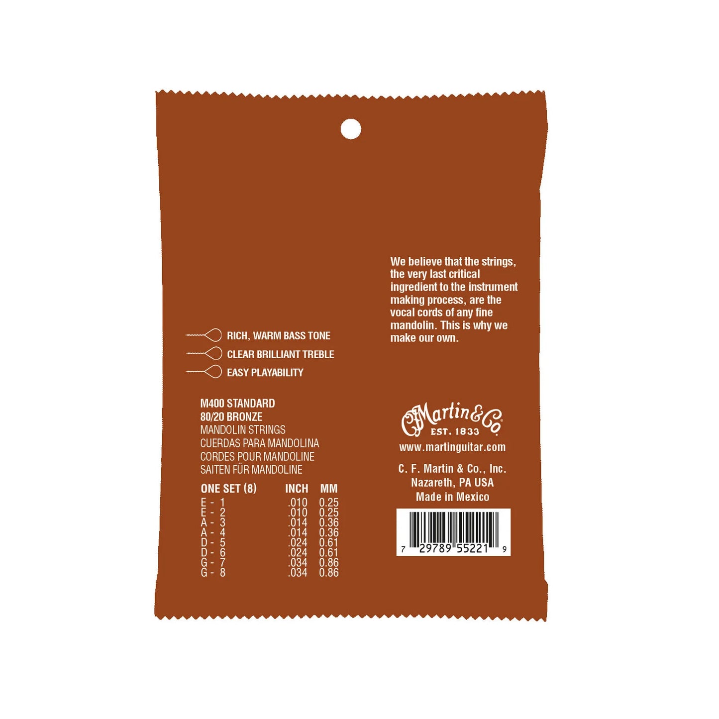 C. F. Martin & Company Mandolin Strings 80/20 Bronze