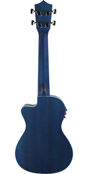 Amahi, Mahogany Back & Sides Dark Blue Ukulele, Cutaway EQ, Concert & Tenor