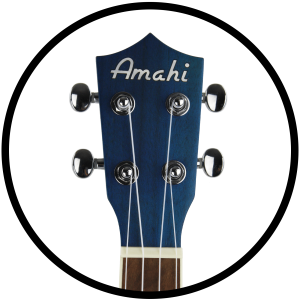 Amahi, Mahogany Back & Sides Dark Blue Ukulele, Cutaway EQ, Concert & Tenor