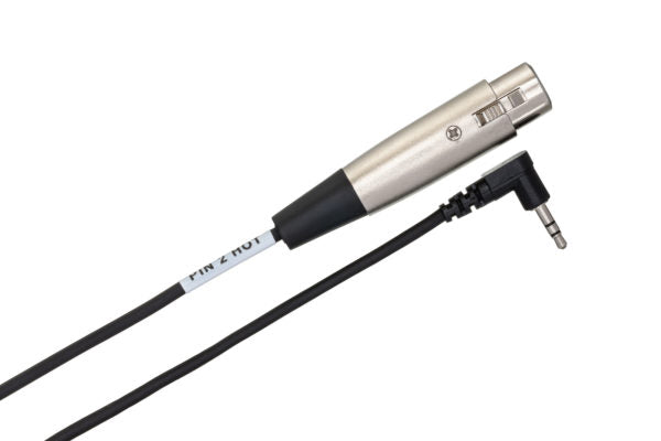 Hosa Microphone Cable XLR3F to Right-angle 3.5 mm TRS