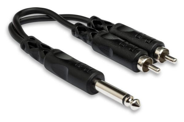 Hosa Y Cable 1/4 in TS to Dual RCA