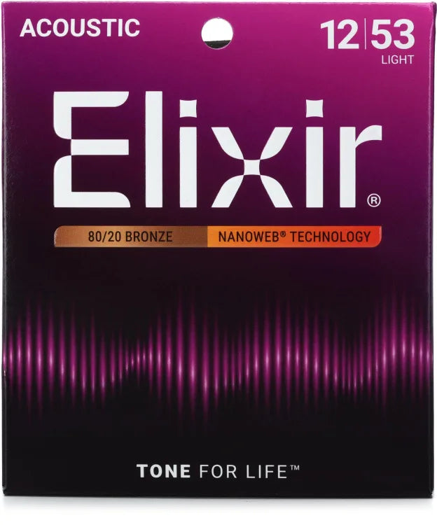 Elixir Phosphor Bronze Acoustic Guitar Strings with NANOWEB Technology