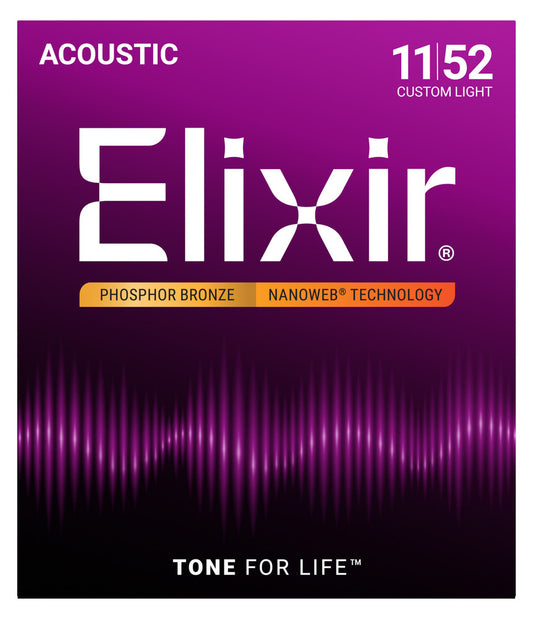 Elixir Phosphor Bronze Acoustic Guitar Strings with NANOWEB Technology