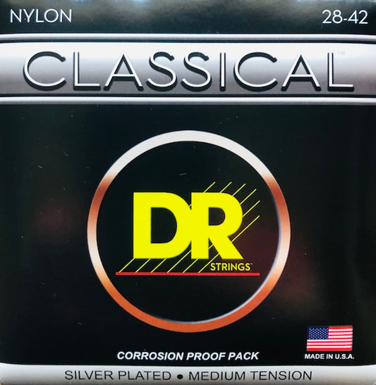 DR Strings CLASSICAL NYLON®Silver-Plated | Multi-Strand Nylon CoreClassical Guitar Strings